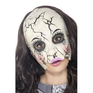 Smiffys Damaged Doll Mask, Multi-Coloured Chinless, Latex, Halloween Twisted Fairytale Fancy Dress, Doll Dress Up Masks