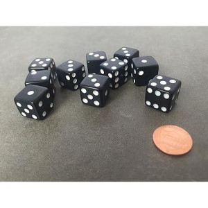 Justmike'S Set Of 10 Six Sided D6 16Mm Standard Dice Die - Black With White Pips