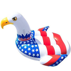 Swimline Original 90700 Inflatable Americana Eagle Usa Pool Float Floatie Ride-On Lounge W/ Stable Legs Wings Large Rideable Blow Up Summer Beach Swimming Party Lounge Big Raft Decoration Toys Kids