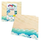 Scs Direct Brick Building Blocks Baseplates With Beach Pattern Scene - Large 10"X10" Dual Sided Beach Baseplates (2 Pack) For Activity Table Are Compatible With And Fit Tightly With All Major Brands