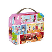 Janod 100 Piece Dance Academy Ballerina Puzzle Toy - Mini Suitcase Box For Organized Storage - Pack And Go - Ages 5 +- J02777
