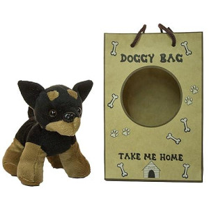 Fun Stuff 5 Inch Doberman Pinscher Plush Dog With Doggie Bag