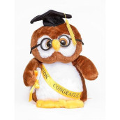 10" Brown Owl Graduation Plush With Cap And Diploma