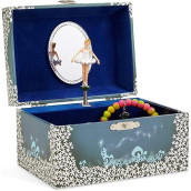 Jewelkeeper Girl'S Musical Jewelry Storage Box With Twirling Fairy Blue And White Star Design, Swan Lake Tune