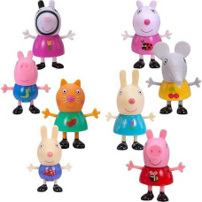 Peppa Pig Forever Friends Figure Pack, Set Of 8 - Includes Character Figures Of Peppa, George Pig, Suzy Sheep, Zoe Zabra And More - Toy Gift For Kids - Ages 2+