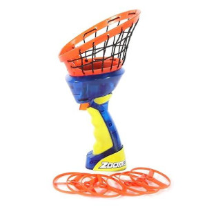 Zoom-O Flying Disc Launcher W/Catch Net | Catch And Shoot Plastic Discs Up To 100 Feet In Air | Fun Outdoor Toy For Boys And Girls
