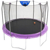 Skywalker Trampolines 12-Foot Jump N? Dunk Trampoline With Enclosure Net - Basketball Trampoline, Purple