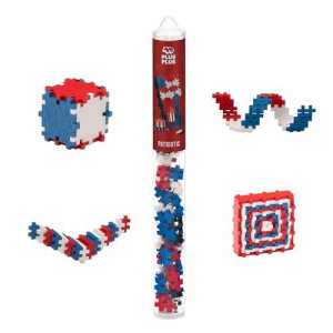 Plus Plus - Patriotic - 70 Piece, Construction Building Stem/Steam Toy, Interlocking Mini Puzzle Blocks For Kids, Open Play Tube