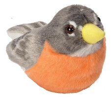 Wild Republic Audubon, American Robin Plush Authentic Sound, Stuffed Animal, Bird Toys For Kids, American Robin