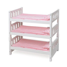 Badger Basket Toy 1-2-3 Convertible Doll Bunk Bed With Storage Baskets And Personalization Kit For 20 Inch Dolls - Pink Stripe