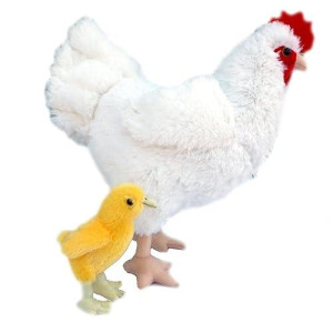 Adore 12" Standing Pearl The Hen Chicken With Baby Chick Plush Stuffed Animal Toy