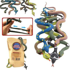 Rubber Snake,14 Inch Snake Toy Set(6 Pack),Food Grade Material Tpr Super Stretchy,Valefortoy Realistic Fake Snake Figure Keep Bird Away Bathtub Garden Rainforest Squish Reptile Toy