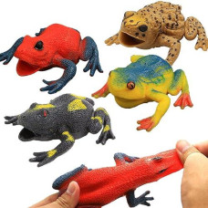 Frog Toys,4.5 Inch Assorted Rubber Frog Sets(6 Pack),Super Stretches Material Tpr ,Realistic Frog Figure Toys For Boy Kids Bathtub