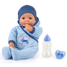 Bayer Hello Baby Boy Doll - 18" Blue Boat, Sounds & Accessories