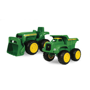 John Deere Sandbox Toys - Includes Dump Truck Toy And Tractor Toy With Loader, Kids Outdoor Toys - Easter Gifts For Kids, Frustration Free Packaging ,Green, Ages 18 Months And Up, 2 Count ( Pack Of 1)