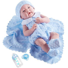 Anatomically Correct Real Boy Baby Doll | 15" All-Vinyl Baby Doll | Jc Toys - La Newborn | Made In Spain | Comes With Blue Knit Outfit And Accessories | Designed By Berenguer | Ages 2+