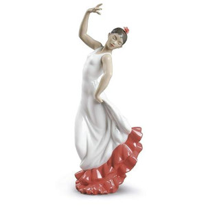 Nao Spanish Art (White-Red). Porcelain Flamenco Figure.