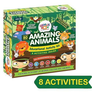 Genius Box Amazing Animals Toddler Kit | 8 In 1 Stem Activity Inside | Kids Engaging Activity Kit | Diy Kit | Puzzles For Over 3 Years Kids | Fun & Learning Activity Set | Education Toys Gift