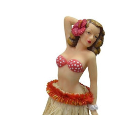 Hawaiian Dashboard Doll: Vintage Brunette Hula Girl Dancer In Pose, 6.5