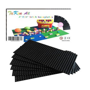 Taken All Building Bricks Block Base Plates - Black 6 Pack Of 5 X 10" Baseplates - Tight Fit With Major Brick Sets