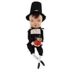 C&F Home Thanksgiving Adam Pilgrim Harvest Folk Art Doll Collectible, Joe Spencer Gathered Traditions Home Decor Figures Figurines Black