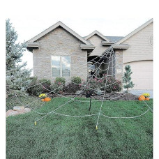 Mega Yard Web - 23' X 18' (1 Count) - Giant White Nylon Spider Web Decoration - Ideal For Outdoor Halloween Decor