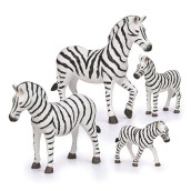 Terra By Battat - 4 Pcs Zebra Family - Realistic Plastic Safari Animals Figures - Zoo Animal Toys For Kids And Toddlers Age 3+