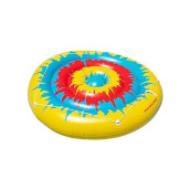 Swim Central 72" Inflatable Multicolor Tie Dye Circular Swimming Pool Float