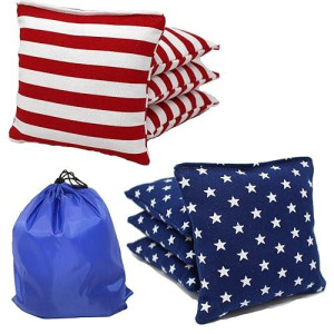 Free Donkey Sports Weather Resistant Cornhole Bags Stars And Stripes Plastic Filled-