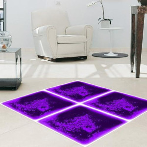 Art3D 1-Pack Fancy Floor Tile For Kids Room Liquid Encased Floor Tile, 11.8" X 11.8" Purple