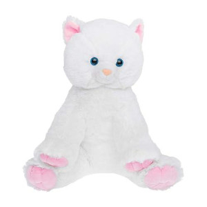 Record Your Own Plush 16 Inch Happy White Cat - Ready To Love In A Few Easy Steps