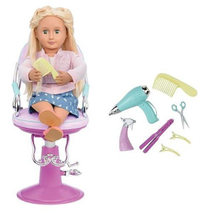 Our Generation Purple Salon Chair With Hearts Salon Chair, For 18" Doll,36 Months To 120 Months