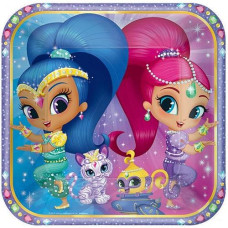 Shimmer & Shine Square Paper Plates - 9" | Multicolor | Pack Of 8