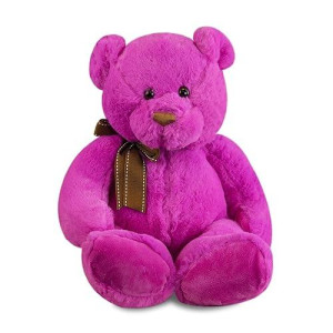 Gitzy Sitting Teddy Bears - Colorful Stuffed Animal For Kids - 12 Inch Plush Bears - (Pink)