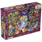 500 Piece Jigsaw Puzzle Stained Art Alice In Wonderland Story Stained Glass Tightly Series Small Pieces (25X36Cm)