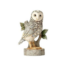 Enesco 4056970 Jim Shore Heartwood Creek White Woodland Owl On Branch Stone Resin Figurine, 4.49", Grey