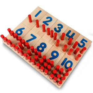 Excellerations Peg Number Board | Included: 10 Rubberwood Boards + 55 Wood Pegs + Storage Bag | Montessori Math Materials, Learning Manipulatives, Counting For Kids, Reggio Emilia Classroom Essentials