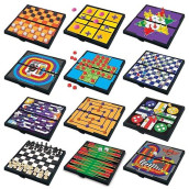 Magnetic Board Game Set By Gamie - Includes 12 Retro Fun Games - 5" Compact Design - Individually Boxed - Teaches Strategy & Focus - Great For Road Trip/Travel/Camping - Best Gift For Kids Ages 6+