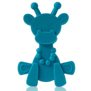 Baby Teething Toy Extraordinaire - Little Bambam Giraffe Teether Toys By Bambeado. Toy For Natural Teething Comfort And For Sore Gums - Gift For Baby Through To Infant - Cyan