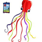 Hengda Kite Software Octopus Flyer Kite With Long Colorful Tail For Kids, 31-Inch Wide X 157-Inch Long, Large, Red