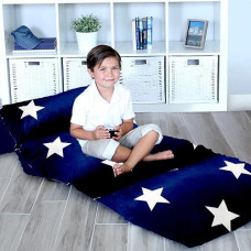 Butterfly Craze Floor Pillow Case, Mattress Bed Lounger Cover, Star Navy, King Size - Cozy Seating Solution For Kids & Adults, Recliner Cushion, Perfect For Reading, Tv Time (Pillow Not Included)