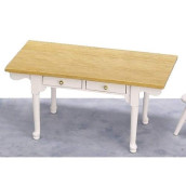 Melody Jane Dollhouse White Oak Farmhouse Table Rustic Kitchen Dining Room Furniture
