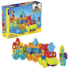 MEgA BLOKS Fisher-Price ABc Blocks Building Toy, ABc Learning Train with 60 Pieces for Toddlers, For Kids Age 1+ Years
