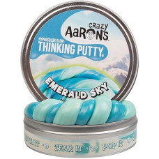 Crazy Aaron'S Thinking Putty - Hypercolor: Emerald Sky - Fidget Toy For All Ages - Stretch, Change, Play And Create - Heat-Changing Blue Color That Never Dries Out - 4" Large Storage Tin - 3.2 Oz