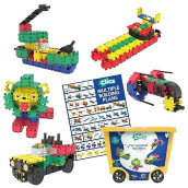 Clics Basic Set Of 560 Pieces, Construction Toys For 3 Year Old, 20 In 1 Rollerbox Of Blocks To Learn Shapes And Colors, Educational Stem Toys. No Bpa, Pvc. Dishwasher Safe, Recycled Plastic.