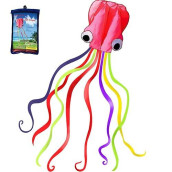 Hengda Kite Software Octopus Flyer Kite With Long Colorful Tail For Kids, 31-Inch Wide X 157-Inch Long, Large, Pink