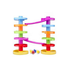 Ball Drop Educational Toy With Bridge - Advanced Spiral Swirl Ball Ramp Activity Playset For Toddlers