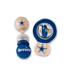 Babyfanatic Wood Rattle 2 Pack - Nfl Dallas Cowboys - Officially Licensed Baby Toy Set