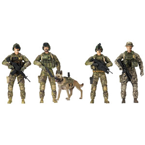 Sunny Days Entertainment Elite Force Army Ranger Action Figures - 5 Pack Military Toy Soldiers Playset | Realistic Gear And Accessories