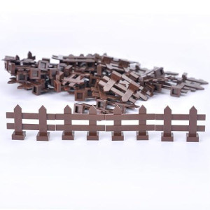 Taken All Brown Picket Fence Pieces -50Pcs Building Block Scenery Accessories Compatible With Major Brands